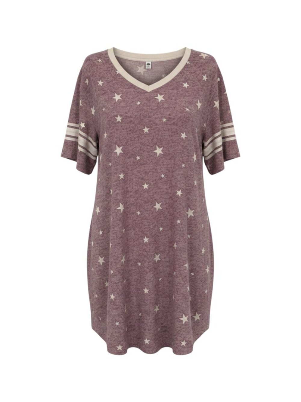 Your Style Women's Star Print V-Neck Tunic L Purple